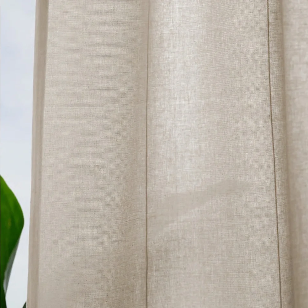 2 IKEA LENDA cream tab top curtain panels